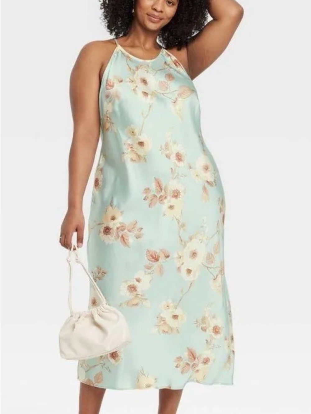 A New Day Mint Floral Halter Midi Dress